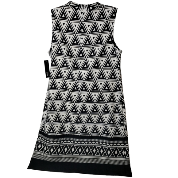 AGB Mockneck Geometric Triangle Shadow Print Office Casual Shift Border Print 10 - Picture 14 of 16